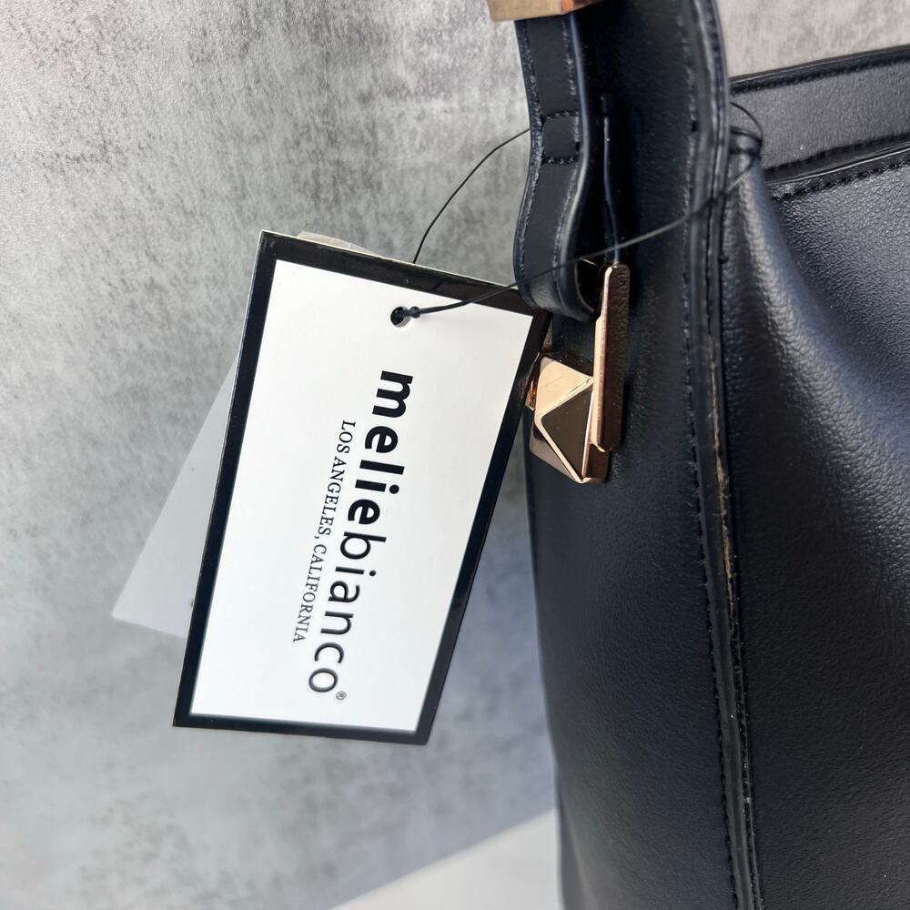 Melie Bianco Emery Black Vegan Leather Shoulder Bag NWT PETA Approved - Picture 3 of 9